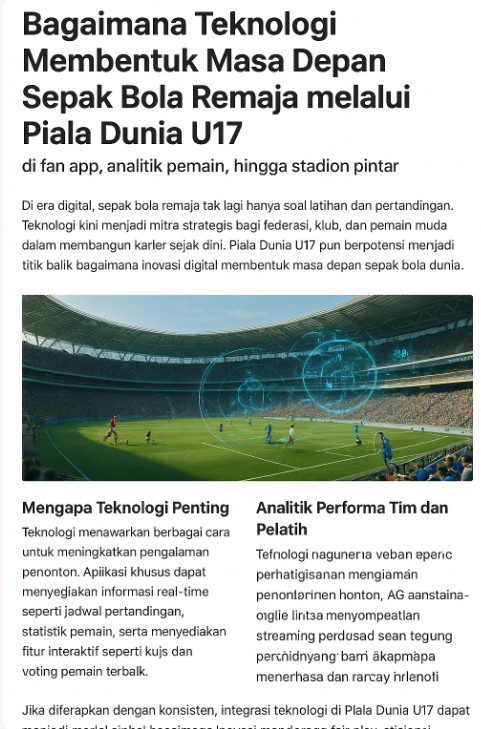 Piala Dunia U17 dan Revolusi Teknologi Wow dalam Pembinaan Sepak Bola Muda Epic